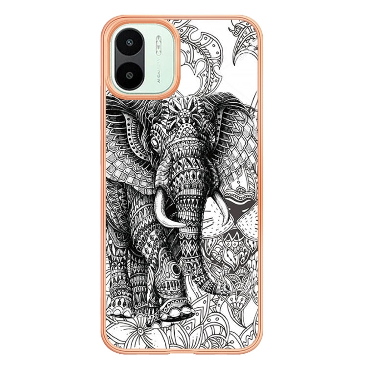 For Xiaomi Redmi A1 Electroplating Marble Dual-side IMD Phone Case(Totem Elephant) - Xiaomi Cases by PMC TechLife | Online Shopping South Africa | PMC TechLife | Buy Now Pay Later Mobicred