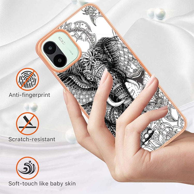 For Xiaomi Redmi A1 Electroplating Marble Dual-side IMD Phone Case(Totem Elephant) - Xiaomi Cases by PMC TechLife | Online Shopping South Africa | PMC TechLife | Buy Now Pay Later Mobicred