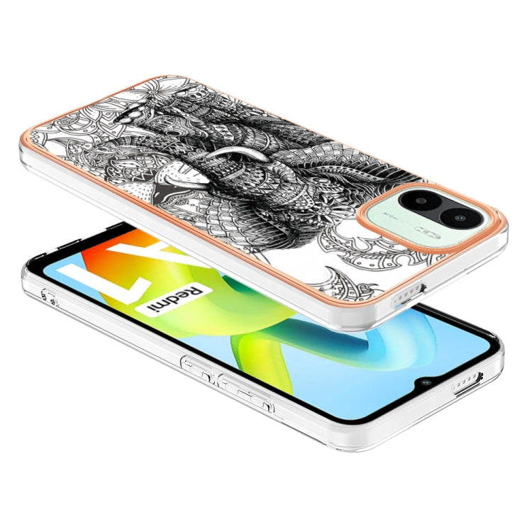 For Xiaomi Redmi A1 Electroplating Marble Dual-side IMD Phone Case(Totem Elephant) - Xiaomi Cases by PMC TechLife | Online Shopping South Africa | PMC TechLife | Buy Now Pay Later Mobicred