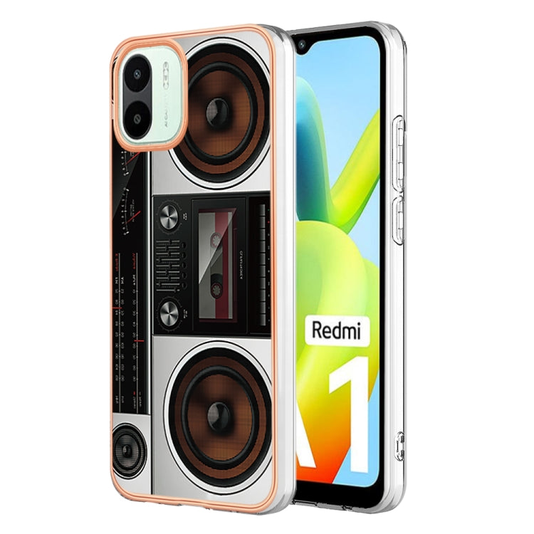 For Xiaomi Redmi A1 Electroplating Marble Dual-side IMD Phone Case(Retro Radio) - Xiaomi Cases by PMC TechLife | Online Shopping South Africa | PMC TechLife | Buy Now Pay Later Mobicred