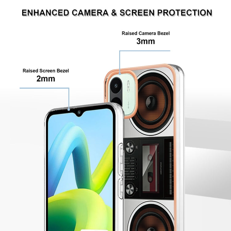 For Xiaomi Redmi A1 Electroplating Marble Dual-side IMD Phone Case(Retro Radio) - Xiaomi Cases by PMC TechLife | Online Shopping South Africa | PMC TechLife | Buy Now Pay Later Mobicred