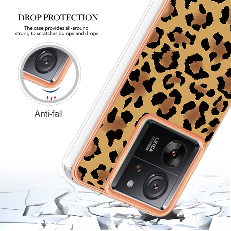 For Xiaomi 13T/13T Pro Electroplating Marble Dual-side IMD Phone Case(Leopard Print) - Xiaomi Cases by PMC TechLife | Online Shopping South Africa | PMC TechLife | Buy Now Pay Later Mobicred