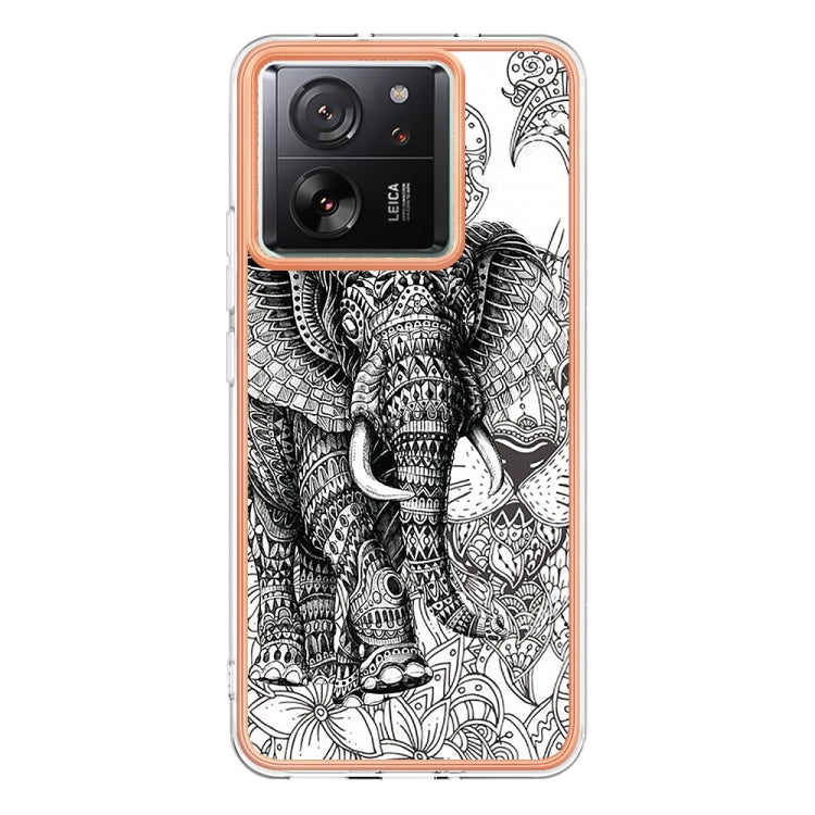 For Xiaomi 13T/13T Pro Electroplating Marble Dual-side IMD Phone Case(Totem Elephant) - Xiaomi Cases by PMC TechLife | Online Shopping South Africa | PMC TechLife | Buy Now Pay Later Mobicred