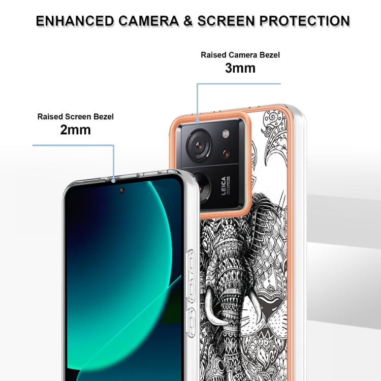 For Xiaomi 13T/13T Pro Electroplating Marble Dual-side IMD Phone Case(Totem Elephant) - Xiaomi Cases by PMC TechLife | Online Shopping South Africa | PMC TechLife | Buy Now Pay Later Mobicred