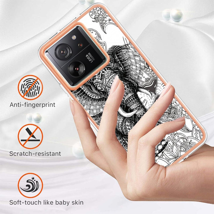 For Xiaomi 13T/13T Pro Electroplating Marble Dual-side IMD Phone Case(Totem Elephant) - Xiaomi Cases by PMC TechLife | Online Shopping South Africa | PMC TechLife | Buy Now Pay Later Mobicred