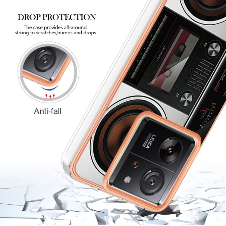 For Xiaomi 13T/13T Pro Electroplating Marble Dual-side IMD Phone Case(Retro Radio) - Xiaomi Cases by PMC TechLife | Online Shopping South Africa | PMC TechLife | Buy Now Pay Later Mobicred