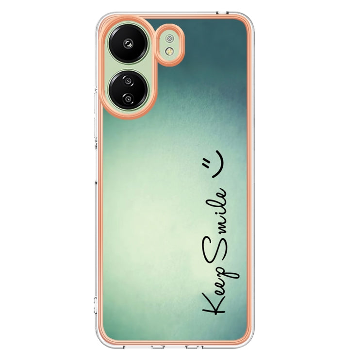 For Xiaomi Redmi 13C 4G Electroplating Marble Dual-side IMD Phone Case(Smile) - 13C Cases by PMC TechLife | Online Shopping South Africa | PMC TechLife | Buy Now Pay Later Mobicred