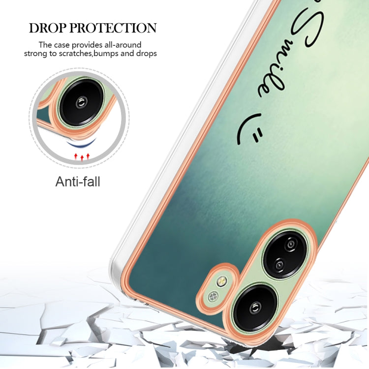 For Xiaomi Redmi 13C 4G Electroplating Marble Dual-side IMD Phone Case(Smile) - 13C Cases by PMC TechLife | Online Shopping South Africa | PMC TechLife | Buy Now Pay Later Mobicred