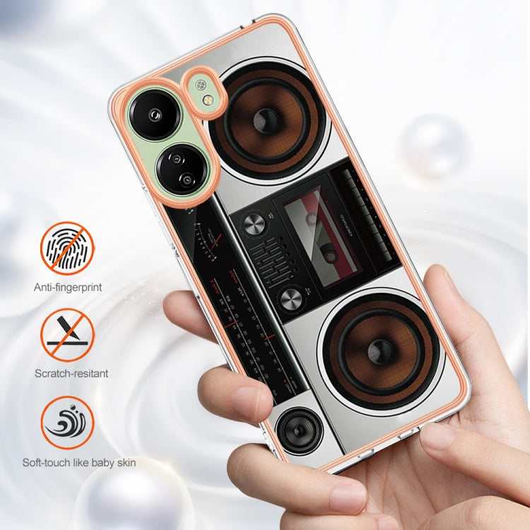 For Xiaomi Redmi 13C 4G Electroplating Marble Dual-side IMD Phone Case(Retro Radio) - free shipping - PMC TechLife - Order now!