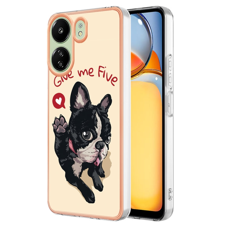 For Xiaomi Redmi 13C 4G Electroplating Marble Dual-side IMD Phone Case(Lucky Dog) - 13C Cases by PMC TechLife | Online Shopping South Africa | PMC TechLife | Buy Now Pay Later Mobicred