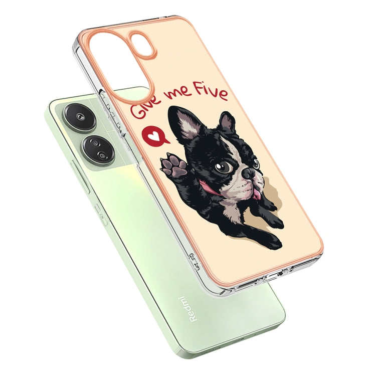 For Xiaomi Redmi 13C 4G Electroplating Marble Dual-side IMD Phone Case(Lucky Dog) - 13C Cases by PMC TechLife | Online Shopping South Africa | PMC TechLife | Buy Now Pay Later Mobicred