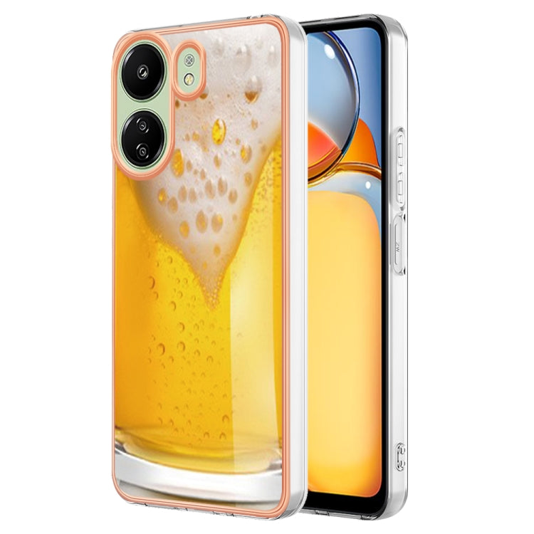 For Xiaomi Redmi 13C 4G Electroplating Marble Dual-side IMD Phone Case(Draft Beer) - 13C Cases by PMC TechLife | Online Shopping South Africa | PMC TechLife | Buy Now Pay Later Mobicred