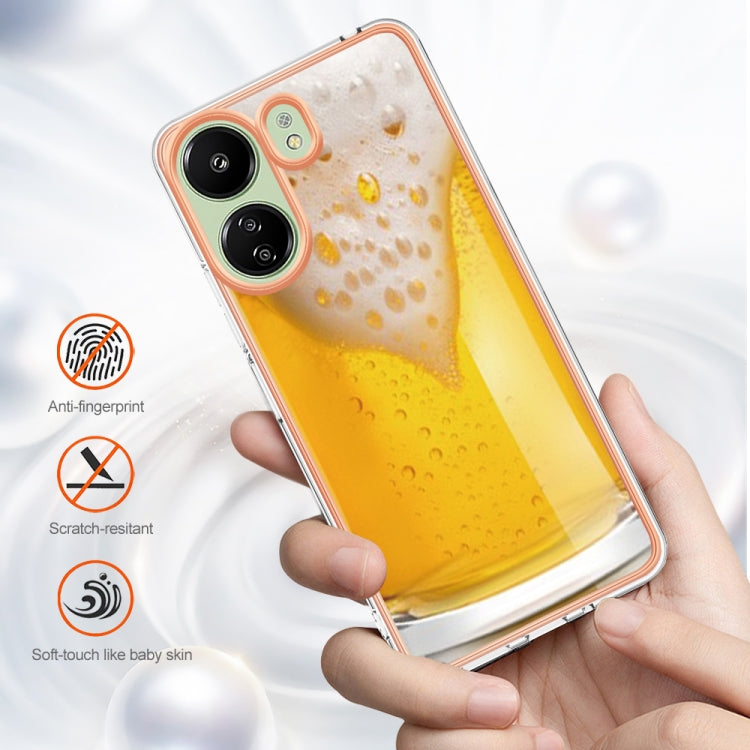 For Xiaomi Redmi 13C 4G Electroplating Marble Dual-side IMD Phone Case(Draft Beer) - 13C Cases by PMC TechLife | Online Shopping South Africa | PMC TechLife | Buy Now Pay Later Mobicred