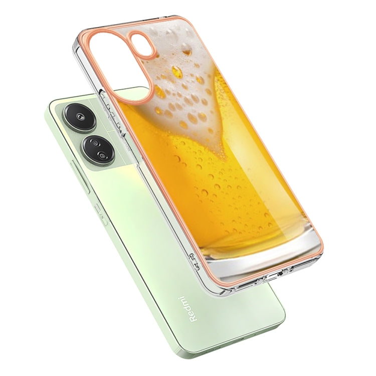 For Xiaomi Redmi 13C 4G Electroplating Marble Dual-side IMD Phone Case(Draft Beer) - 13C Cases by PMC TechLife | Online Shopping South Africa | PMC TechLife | Buy Now Pay Later Mobicred