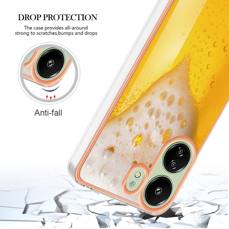 For Xiaomi Redmi 13C 4G Electroplating Marble Dual-side IMD Phone Case(Draft Beer) - 13C Cases by PMC TechLife | Online Shopping South Africa | PMC TechLife | Buy Now Pay Later Mobicred