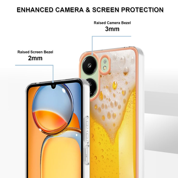 For Xiaomi Redmi 13C 4G Electroplating Marble Dual-side IMD Phone Case(Draft Beer) - 13C Cases by PMC TechLife | Online Shopping South Africa | PMC TechLife | Buy Now Pay Later Mobicred