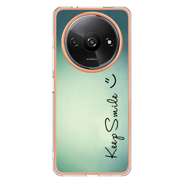 For Xiaomi Redmi A3 Electroplating Marble Dual-side IMD Phone Case(Smile) - Xiaomi Cases by PMC TechLife | Online Shopping South Africa | PMC TechLife | Buy Now Pay Later Mobicred