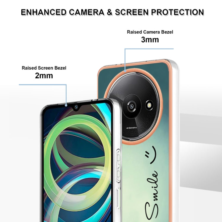 For Xiaomi Redmi A3 Electroplating Marble Dual-side IMD Phone Case(Smile) - Xiaomi Cases by PMC TechLife | Online Shopping South Africa | PMC TechLife | Buy Now Pay Later Mobicred