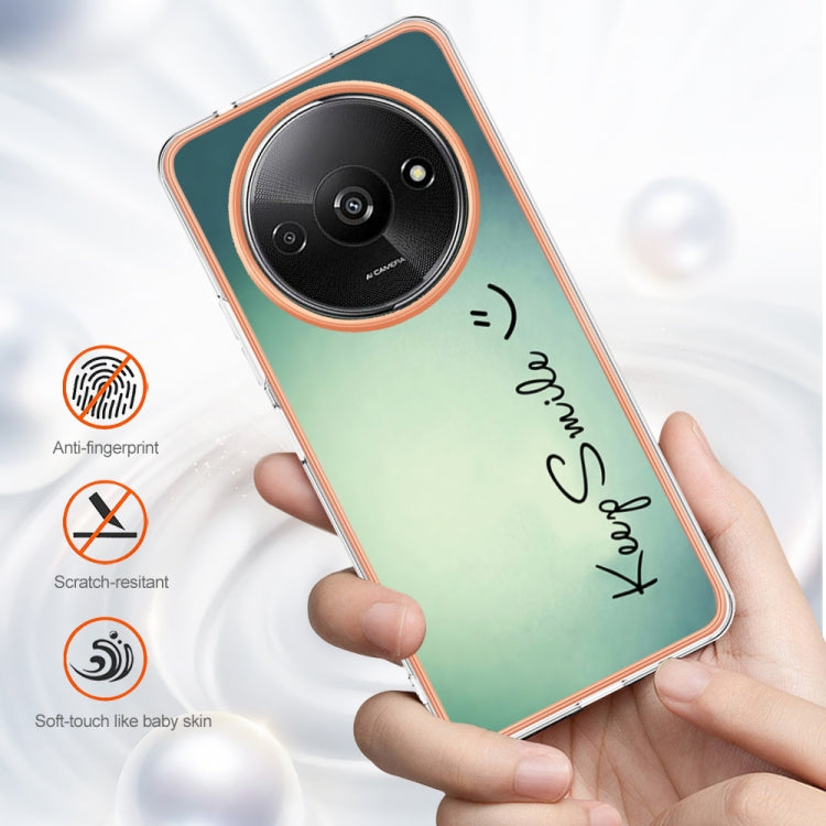 For Xiaomi Redmi A3 Electroplating Marble Dual-side IMD Phone Case(Smile) - Xiaomi Cases by PMC TechLife | Online Shopping South Africa | PMC TechLife | Buy Now Pay Later Mobicred