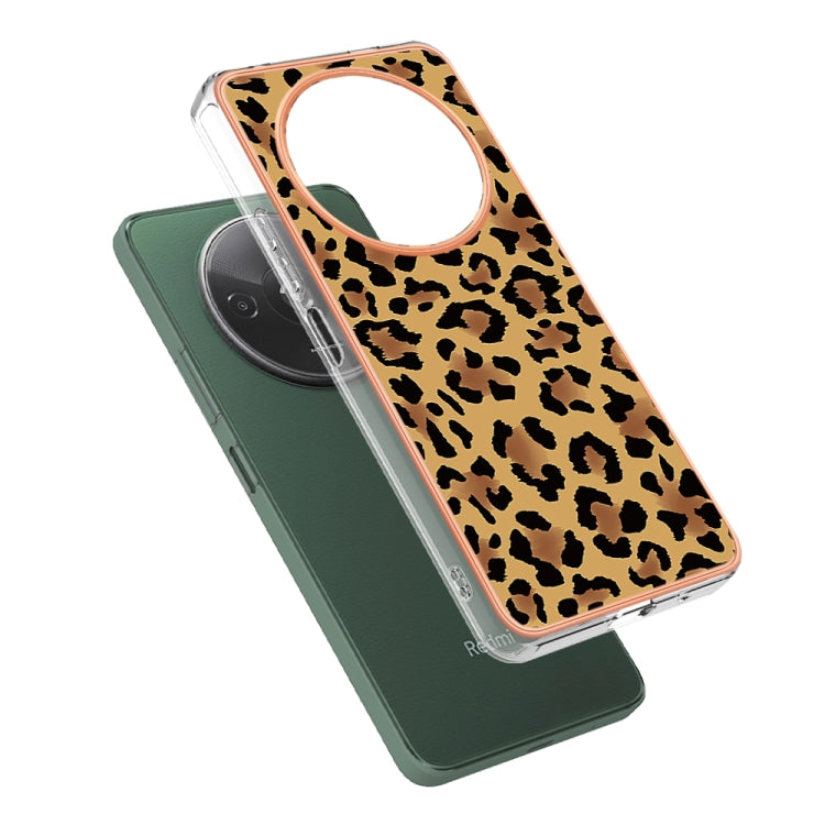 For Xiaomi Redmi A3 Electroplating Marble Dual-side IMD Phone Case(Leopard Print) - Xiaomi Cases by PMC TechLife | Online Shopping South Africa | PMC TechLife | Buy Now Pay Later Mobicred