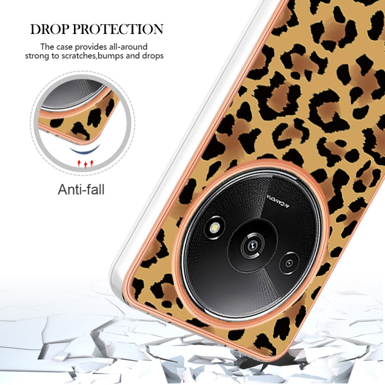 For Xiaomi Redmi A3 Electroplating Marble Dual-side IMD Phone Case(Leopard Print) - Xiaomi Cases by PMC TechLife | Online Shopping South Africa | PMC TechLife | Buy Now Pay Later Mobicred