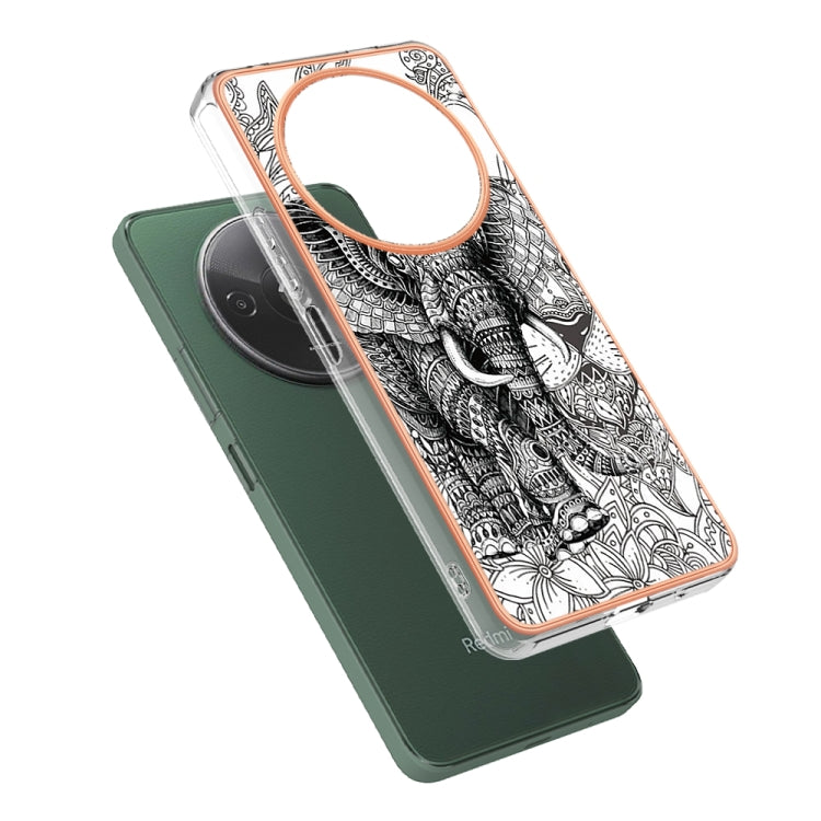 For Xiaomi Redmi A3 Electroplating Marble Dual-side IMD Phone Case(Totem Elephant) - Xiaomi Cases by PMC TechLife | Online Shopping South Africa | PMC TechLife | Buy Now Pay Later Mobicred