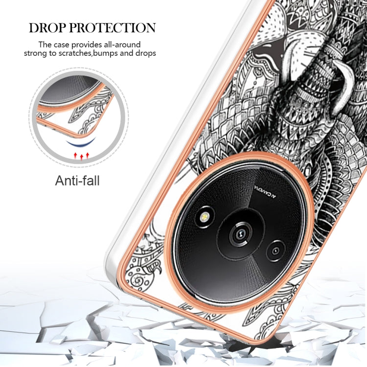 For Xiaomi Redmi A3 Electroplating Marble Dual-side IMD Phone Case(Totem Elephant) - Xiaomi Cases by PMC TechLife | Online Shopping South Africa | PMC TechLife | Buy Now Pay Later Mobicred