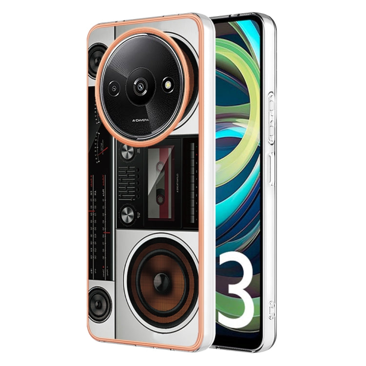 For Xiaomi Redmi A3 Electroplating Marble Dual-side IMD Phone Case(Retro Radio) - Xiaomi Cases by PMC TechLife | Online Shopping South Africa | PMC TechLife | Buy Now Pay Later Mobicred