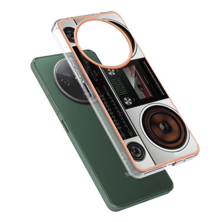 For Xiaomi Redmi A3 Electroplating Marble Dual-side IMD Phone Case(Retro Radio) - Xiaomi Cases by PMC TechLife | Online Shopping South Africa | PMC TechLife | Buy Now Pay Later Mobicred