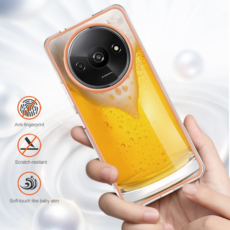For Xiaomi Redmi A3 Electroplating Marble Dual-side IMD Phone Case(Draft Beer) - Xiaomi Cases by PMC TechLife | Online Shopping South Africa | PMC TechLife | Buy Now Pay Later Mobicred