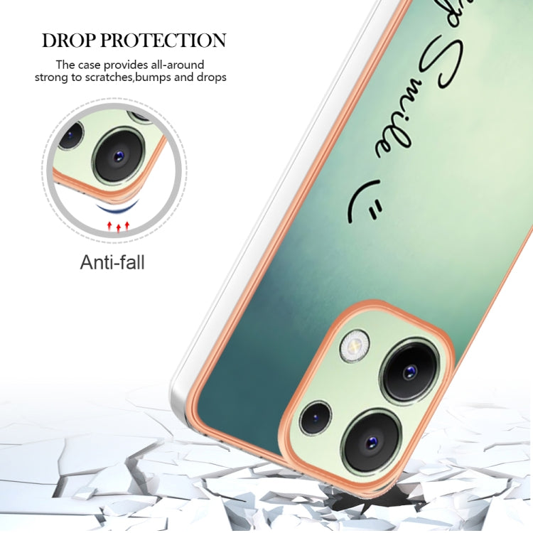 For Xiaomi Redmi Note 13 4G Global Electroplating Marble Dual-side IMD Phone Case(Smile) - Note 13 Cases by PMC TechLife | Online Shopping South Africa | PMC TechLife | Buy Now Pay Later Mobicred