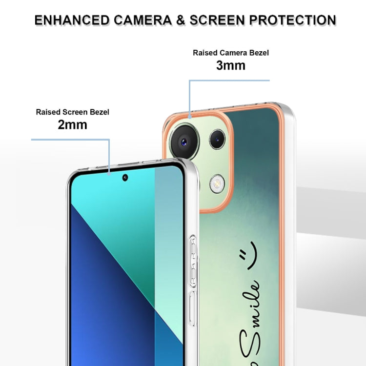 For Xiaomi Redmi Note 13 4G Global Electroplating Marble Dual-side IMD Phone Case(Smile) - Note 13 Cases by PMC TechLife | Online Shopping South Africa | PMC TechLife | Buy Now Pay Later Mobicred