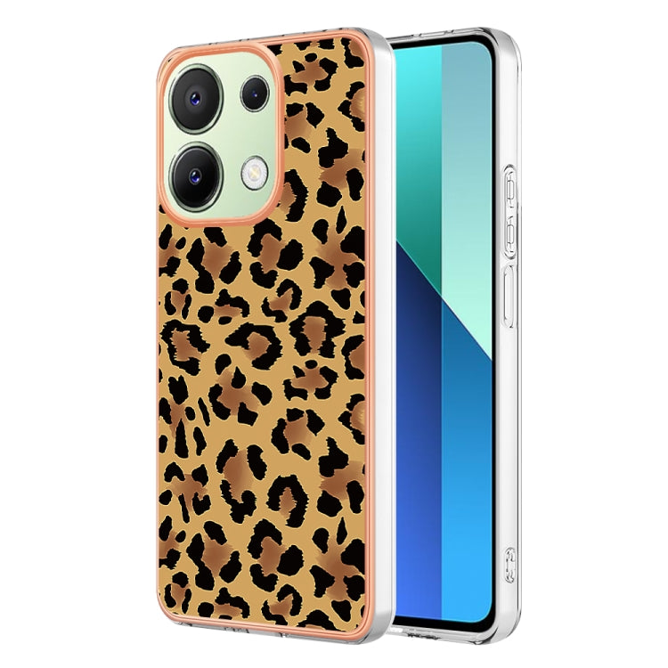 For Xiaomi Redmi Note 13 4G Global Electroplating Marble Dual-side IMD Phone Case(Leopard Print) - Note 13 Cases by PMC TechLife | Online Shopping South Africa | PMC TechLife | Buy Now Pay Later Mobicred