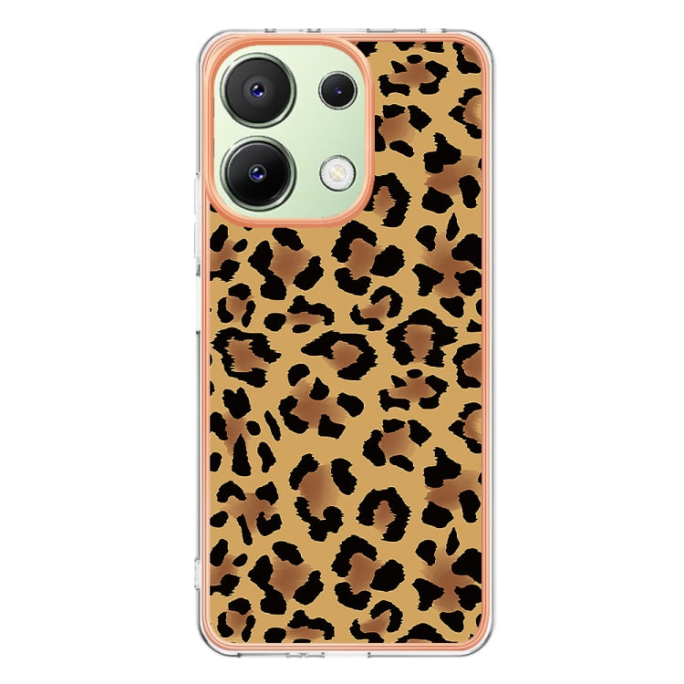 For Xiaomi Redmi Note 13 4G Global Electroplating Marble Dual-side IMD Phone Case(Leopard Print) - Note 13 Cases by PMC TechLife | Online Shopping South Africa | PMC TechLife | Buy Now Pay Later Mobicred