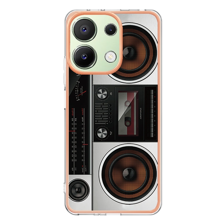 For Xiaomi Redmi Note 13 4G Global Electroplating Marble Dual-side IMD Phone Case(Retro Radio) - Note 13 Cases by PMC TechLife | Online Shopping South Africa | PMC TechLife | Buy Now Pay Later Mobicred