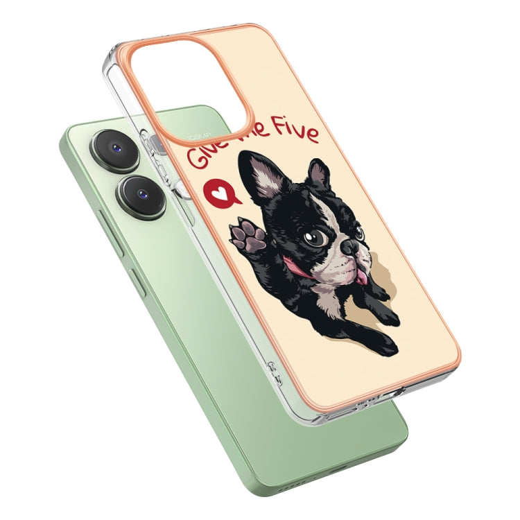 For Xiaomi Redmi Note 13 4G Global Electroplating Marble Dual-side IMD Phone Case(Lucky Dog) - Note 13 Cases by PMC TechLife | Online Shopping South Africa | PMC TechLife | Buy Now Pay Later Mobicred