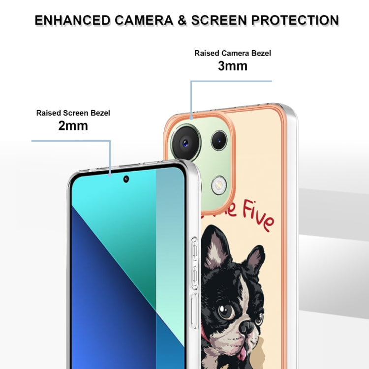 For Xiaomi Redmi Note 13 4G Global Electroplating Marble Dual-side IMD Phone Case(Lucky Dog) - Note 13 Cases by PMC TechLife | Online Shopping South Africa | PMC TechLife | Buy Now Pay Later Mobicred