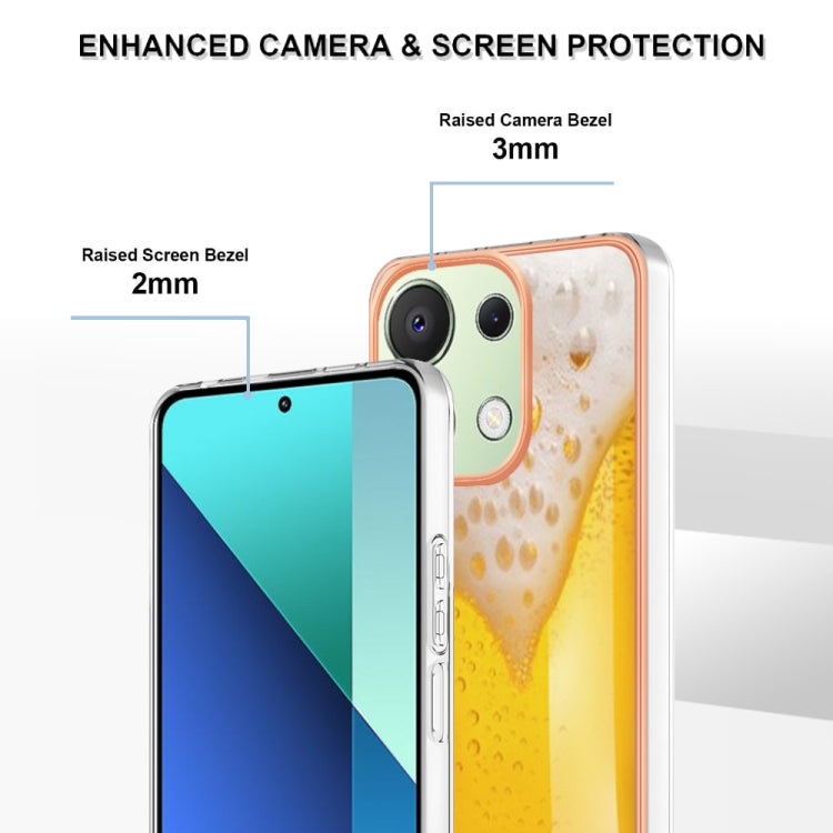 For Xiaomi Redmi Note 13 4G Global Electroplating Marble Dual-side IMD Phone Case(Draft Beer) - Note 13 Cases by PMC TechLife | Online Shopping South Africa | PMC TechLife | Buy Now Pay Later Mobicred