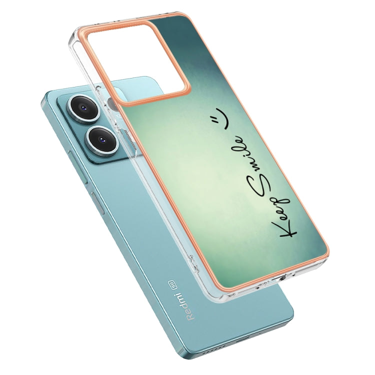 For Xiaomi Redmi Note 13 5G Electroplating Marble Dual-side IMD Phone Case(Smile) - Note 13 Cases by PMC TechLife | Online Shopping South Africa | PMC TechLife | Buy Now Pay Later Mobicred