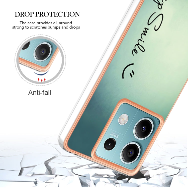 For Xiaomi Redmi Note 13 5G Electroplating Marble Dual-side IMD Phone Case(Smile) - Note 13 Cases by PMC TechLife | Online Shopping South Africa | PMC TechLife | Buy Now Pay Later Mobicred