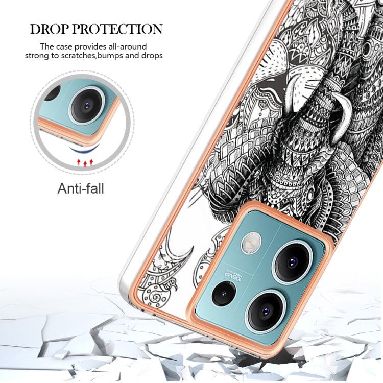 For Xiaomi Redmi Note 13 5G Electroplating Marble Dual-side IMD Phone Case(Totem Elephant) - Note 13 Cases by PMC TechLife | Online Shopping South Africa | PMC TechLife | Buy Now Pay Later Mobicred