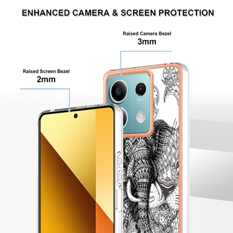 For Xiaomi Redmi Note 13 5G Electroplating Marble Dual-side IMD Phone Case(Totem Elephant) - Note 13 Cases by PMC TechLife | Online Shopping South Africa | PMC TechLife | Buy Now Pay Later Mobicred