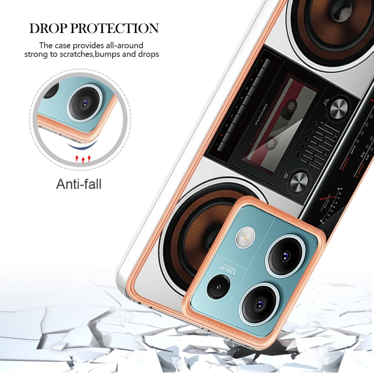For Xiaomi Redmi Note 13 5G Electroplating Marble Dual-side IMD Phone Case(Retro Radio) - Note 13 Cases by PMC TechLife | Online Shopping South Africa | PMC TechLife | Buy Now Pay Later Mobicred