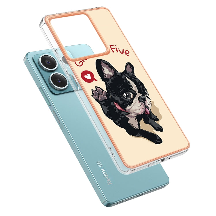 For Xiaomi Redmi Note 13 5G Electroplating Marble Dual-side IMD Phone Case(Lucky Dog) - Note 13 Cases by PMC TechLife | Online Shopping South Africa | PMC TechLife | Buy Now Pay Later Mobicred