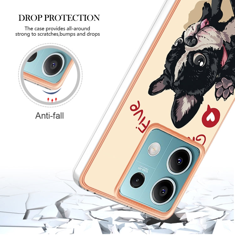 For Xiaomi Redmi Note 13 5G Electroplating Marble Dual-side IMD Phone Case(Lucky Dog) - Note 13 Cases by PMC TechLife | Online Shopping South Africa | PMC TechLife | Buy Now Pay Later Mobicred