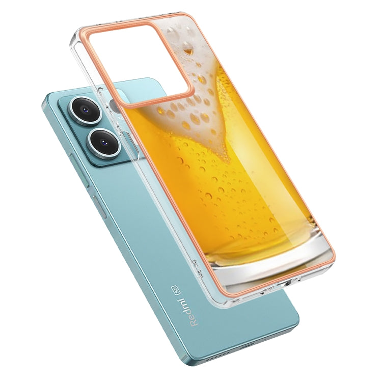 For Xiaomi Redmi Note 13 5G Electroplating Marble Dual-side IMD Phone Case(Draft Beer) - Note 13 Cases by PMC TechLife | Online Shopping South Africa | PMC TechLife | Buy Now Pay Later Mobicred