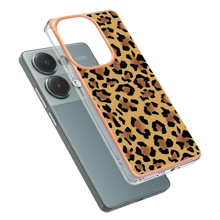 For Xiaomi Redmi Note 13 Pro 4G/Poco M6 Pro 4G Electroplating Marble Dual-side IMD Phone Case(Leopard Print) - Note 13 Pro Cases by PMC TechLife | Online Shopping South Africa | PMC TechLife | Buy Now Pay Later Mobicred