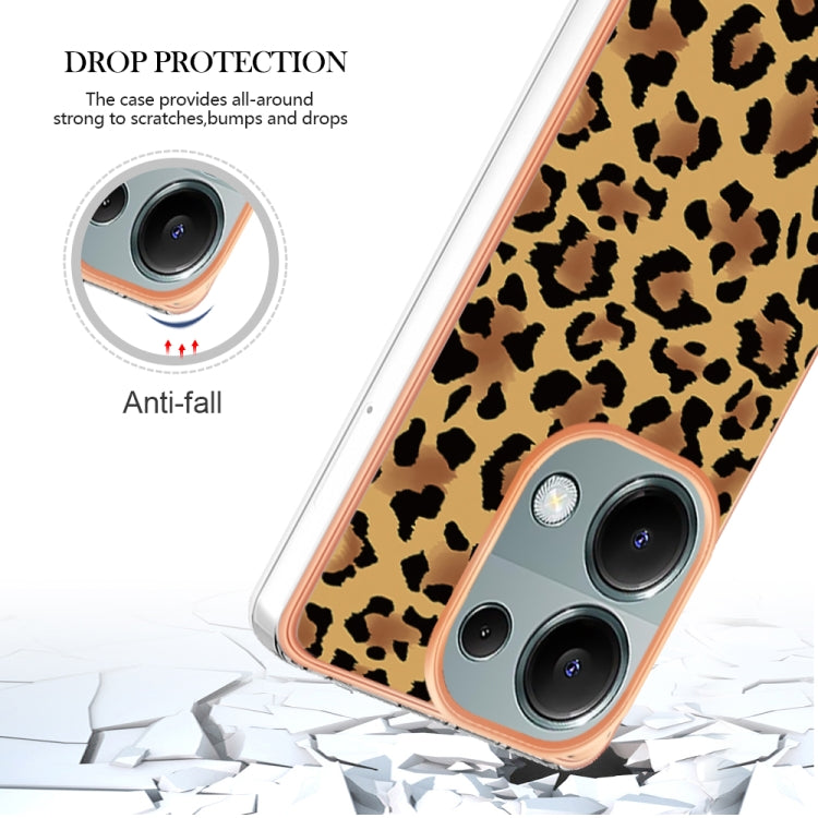 For Xiaomi Redmi Note 13 Pro 4G/Poco M6 Pro 4G Electroplating Marble Dual-side IMD Phone Case(Leopard Print) - Note 13 Pro Cases by PMC TechLife | Online Shopping South Africa | PMC TechLife | Buy Now Pay Later Mobicred