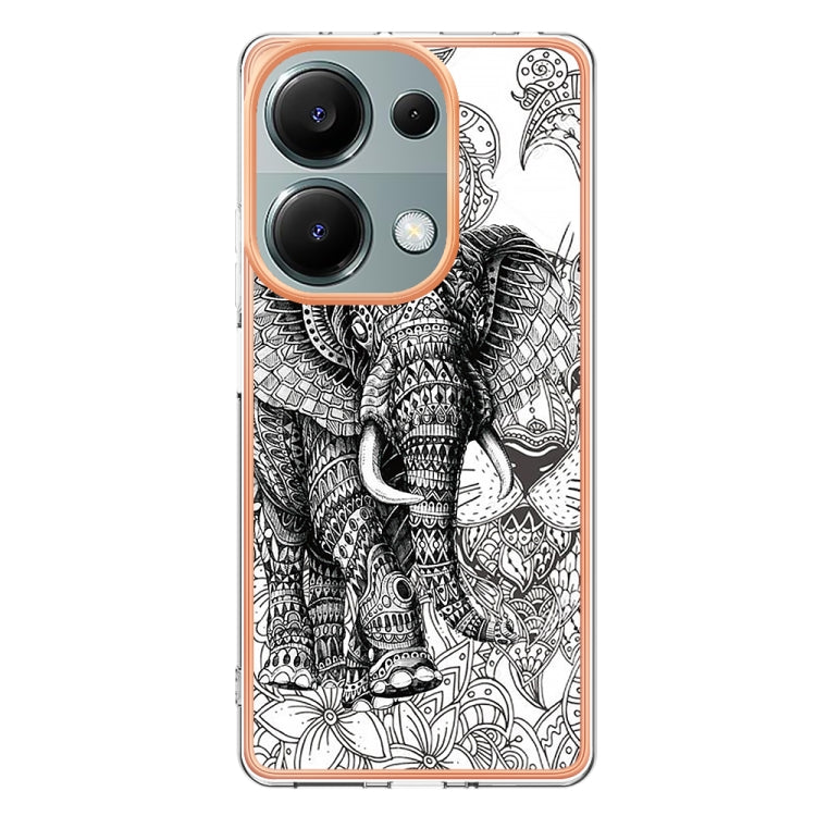 For Xiaomi Redmi Note 13 Pro 4G/Poco M6 Pro 4G Electroplating Marble Dual-side IMD Phone Case(Totem Elephant) - Note 13 Pro Cases by PMC TechLife | Online Shopping South Africa | PMC TechLife | Buy Now Pay Later Mobicred