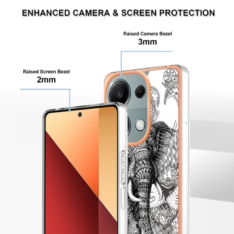 For Xiaomi Redmi Note 13 Pro 4G/Poco M6 Pro 4G Electroplating Marble Dual-side IMD Phone Case(Totem Elephant) - Note 13 Pro Cases by PMC TechLife | Online Shopping South Africa | PMC TechLife | Buy Now Pay Later Mobicred
